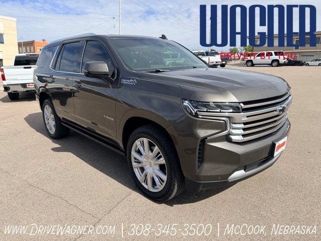 2021 Chevrolet Tahoe High Country in Graywood Metallic — front three-quarter view