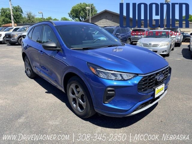 2023 Ford Escape ST-Line in Atlas Blue Metallic — front three-quarter view