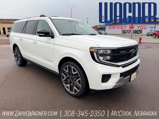 2026 Ford Expedition Max Platinum in Star White Metallic Tri-Coat — front three-quarter view