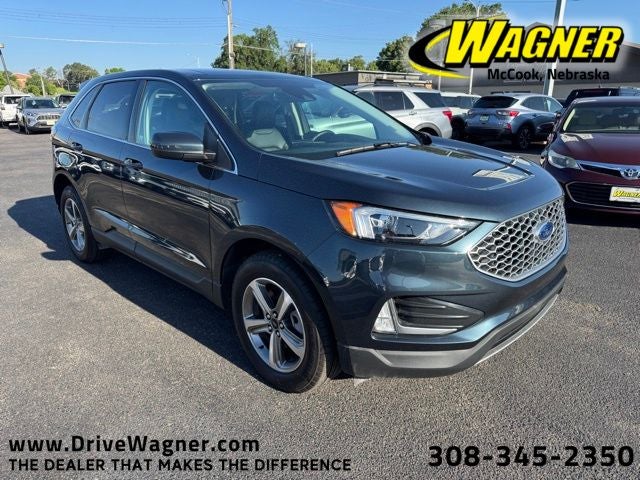 2024 Ford Edge SEL in Blue Metallic — front three-quarter view