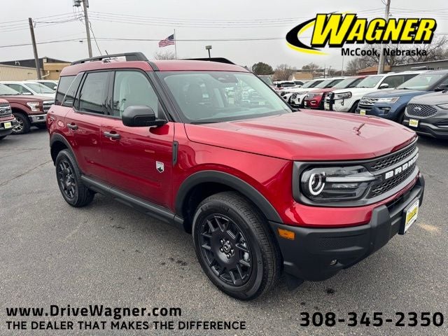 2025 Ford Bronco Sport Big Bend in Ruby Red Metallic Tinted Clearcoat — front three-quarter view