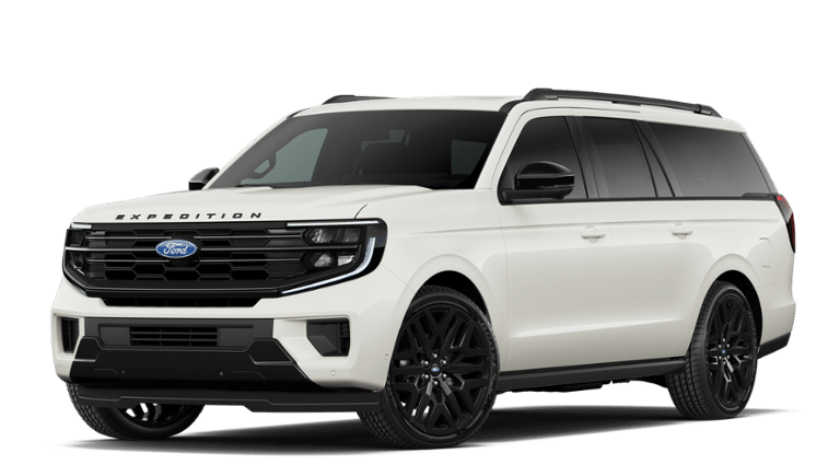2027 Ford Expedition MAX Platinum in Star White Metallic Tri-Coat — front three-quarter view