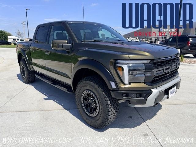 2026 Ford F-150 Raptor in Shelter Green — front three-quarter view