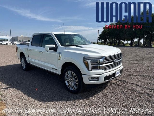 2026 Ford F-150 Platinum in Star White Metallic Tri-Coat — front three-quarter view
